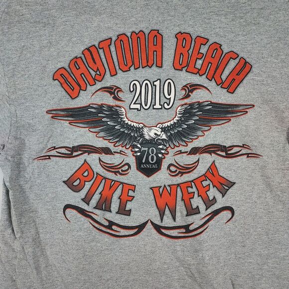 Daytona Beach Bike Week 2019 “78th Annual” Eagle Graphic Cropped T‑Shirt Gray L - Picture 4 of 10